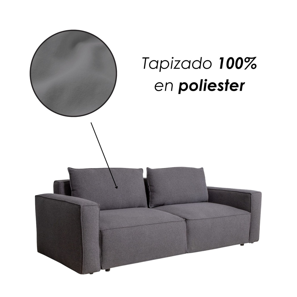 Sofa Cama 2 Plazas con antebrazos Gris