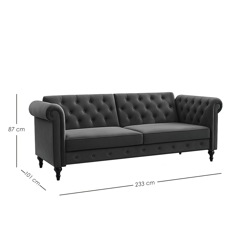 Sofa Cama 2 Plazas con antebrazos Gris velvet