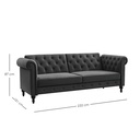 Sofa Cama 2 Plazas con antebrazos Gris velvet