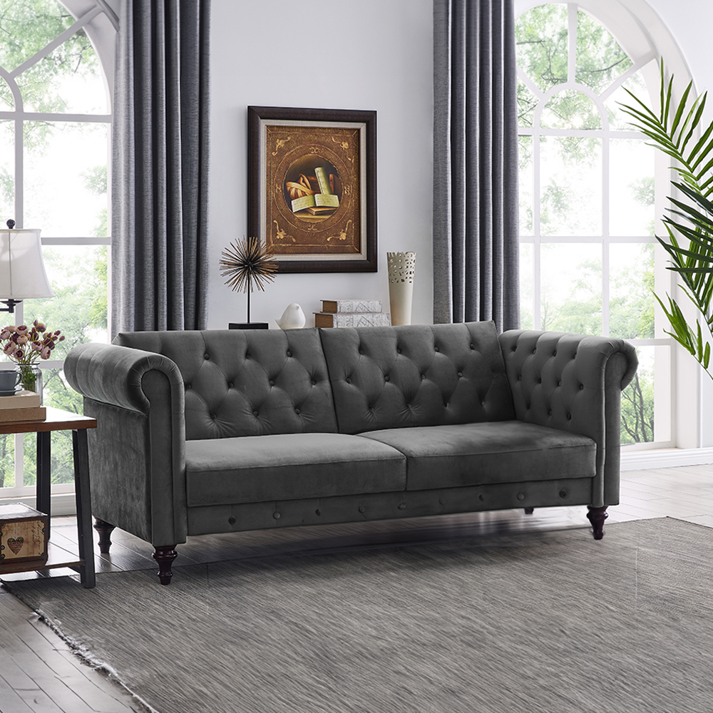 Sofa Cama 2 Plazas con antebrazos Gris velvet