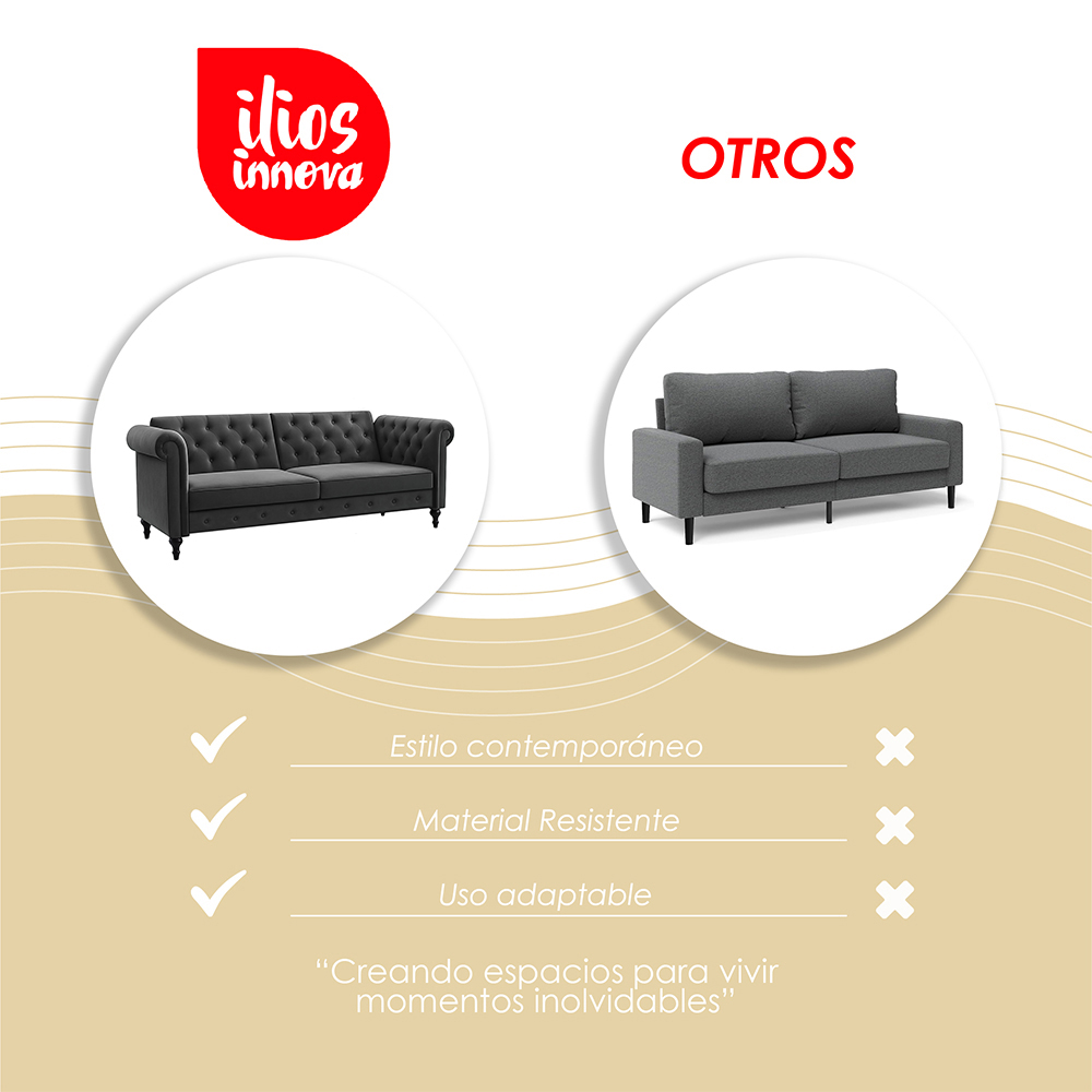 Sofa Cama 2 Plazas con antebrazos Gris velvet