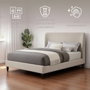 Base Con Cabecera Cama-9569 color Beige de Madera King