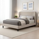 Base Con Cabecera Cama-9569 color Beige de Madera King