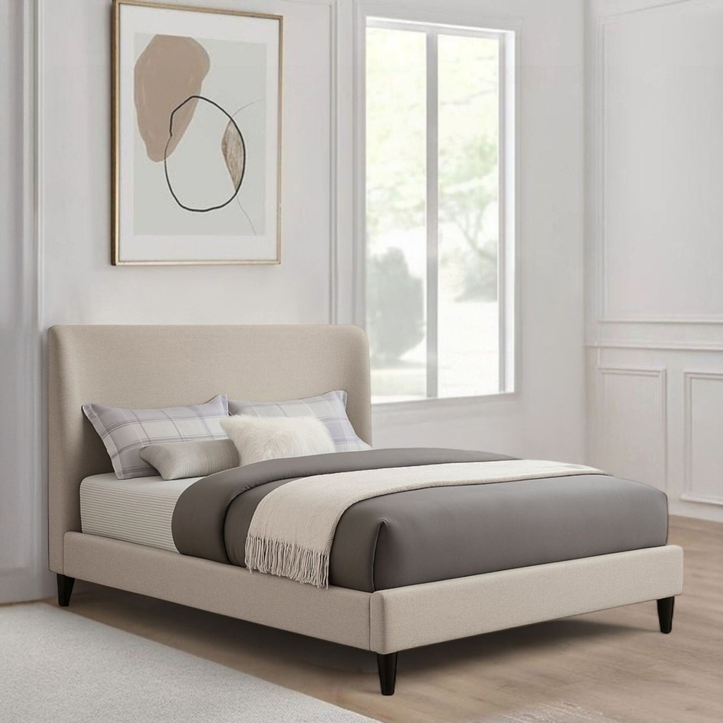 Base Con Cabecera Cama-9569 color Beige de Madera King
