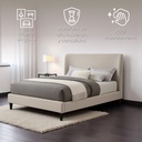 Base Con Cabecera Cama-9569 color Beige de Madera Matrimonial 