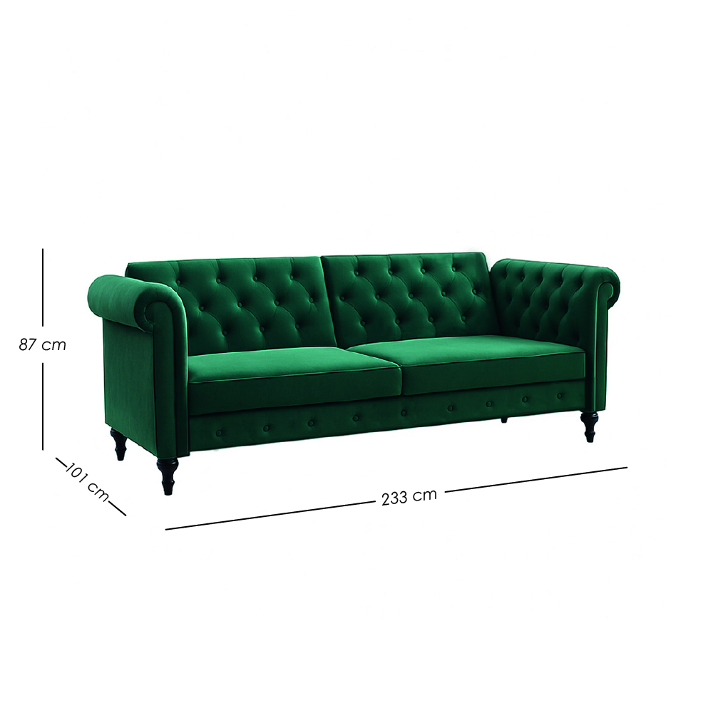 Sofa Cama 2 Plazas con antebrazos Verde 