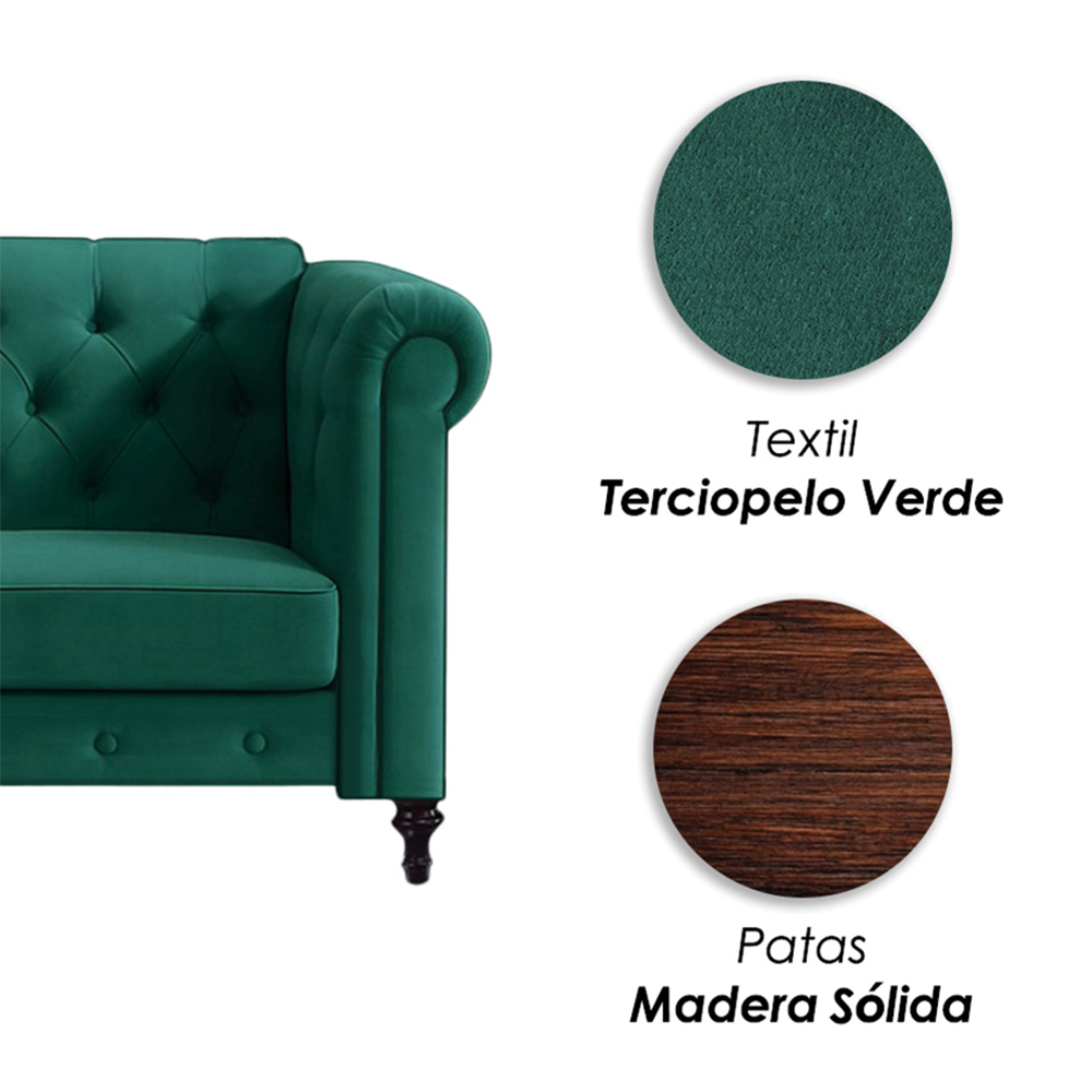 Sofa Cama 2 Plazas con antebrazos Verde 