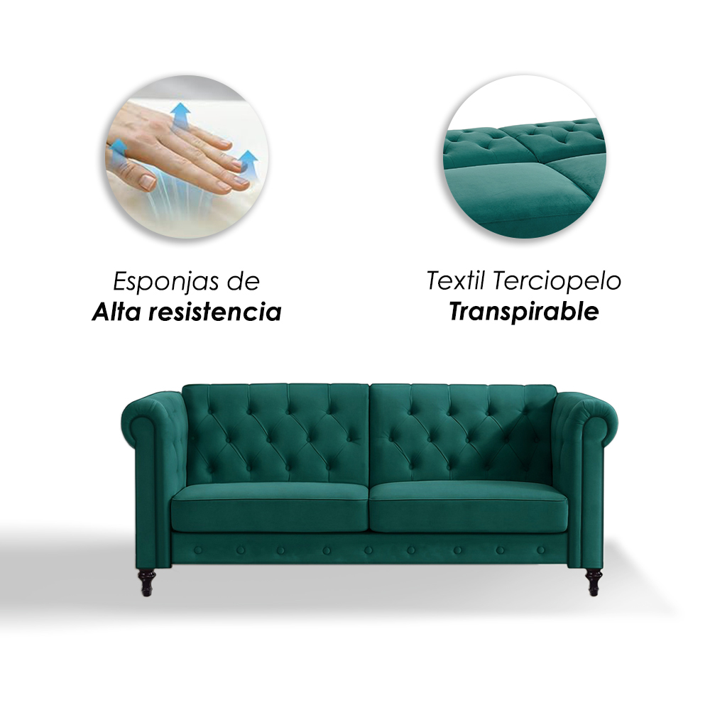 Sofa Cama 2 Plazas con antebrazos Verde 