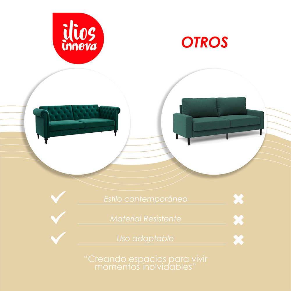 Sofa Cama 2 Plazas con antebrazos Verde 
