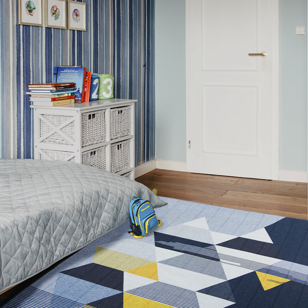 Tapete nórdico triángulos grises 2 x 1.60 m 