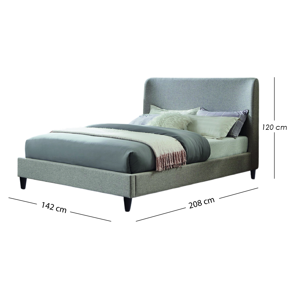 Base Con Cabecera Cama-9569 color gris de Madera Matrimonial 