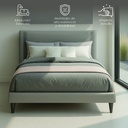 Base Con Cabecera Cama-9569 color gris de Madera Matrimonial 