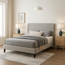 Base Con Cabecera Cama-9569 color gris de Madera Matrimonial 