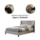 Base Con Cabecera Cama-9569 color gris de Madera Matrimonial 