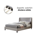 Base Con Cabecera Cama-9569 color gris de Madera Matrimonial 