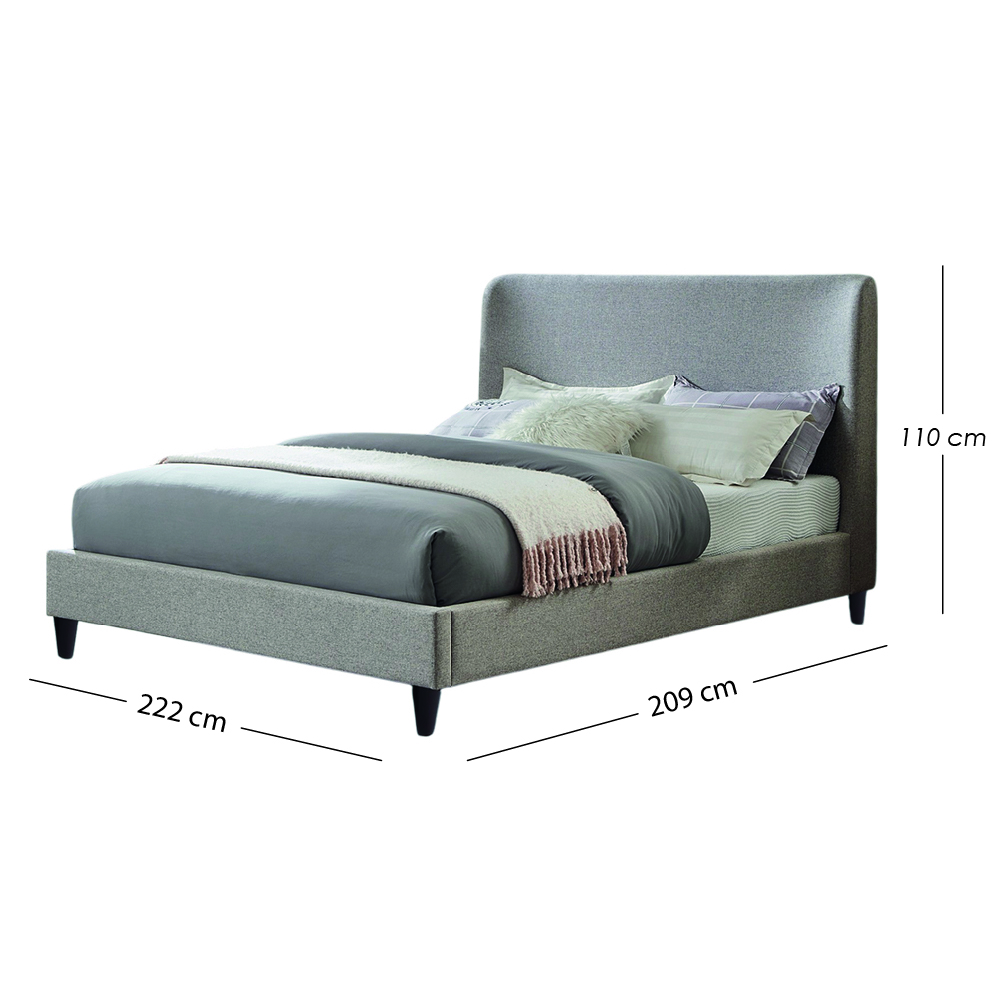 Base Con Cabecera Cama-9569 color gris de Madera King