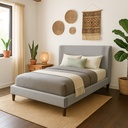 Base Con Cabecera Cama-9569 color gris de Madera King