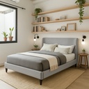 Base Con Cabecera Cama-9569 color gris de Madera King