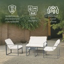 Sala de Jardín de 4 Piezas Blanca Con Marco de Acero