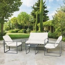 Sala de Jardín de 4 Piezas Blanca Con Marco de Acero