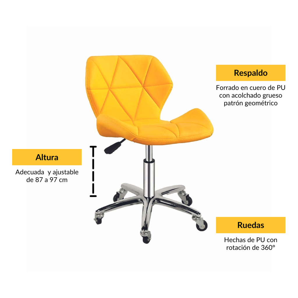 Silla para oficina con respaldo geométrico Amarillo