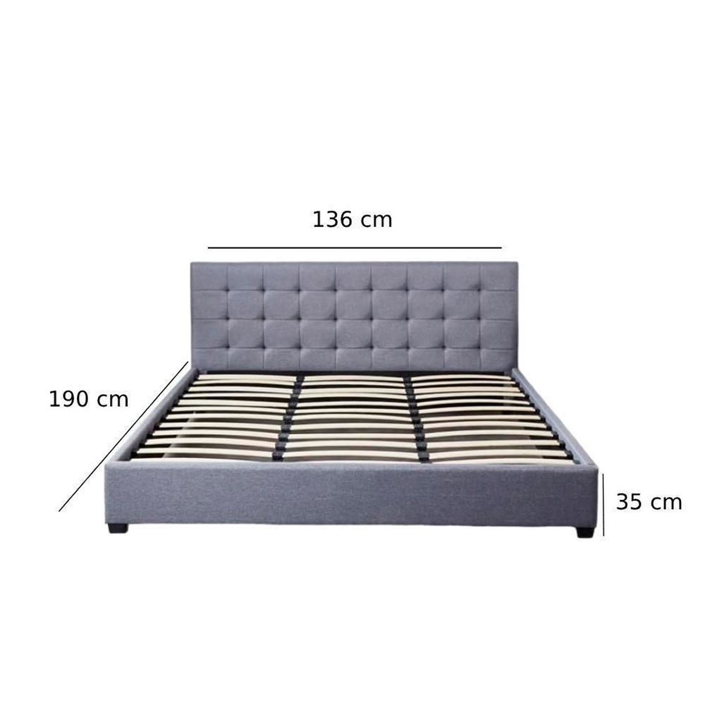 Base Con Cabecera Cama-PD054 de Madera Queen Lino Color Gris