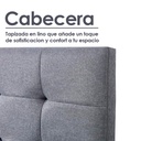 Base Con Cabecera Cama-PD054 de Madera Queen Lino Color Gris