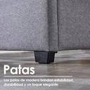 Base Con Cabecera Cama-PD054 de Madera Queen Lino Color Gris