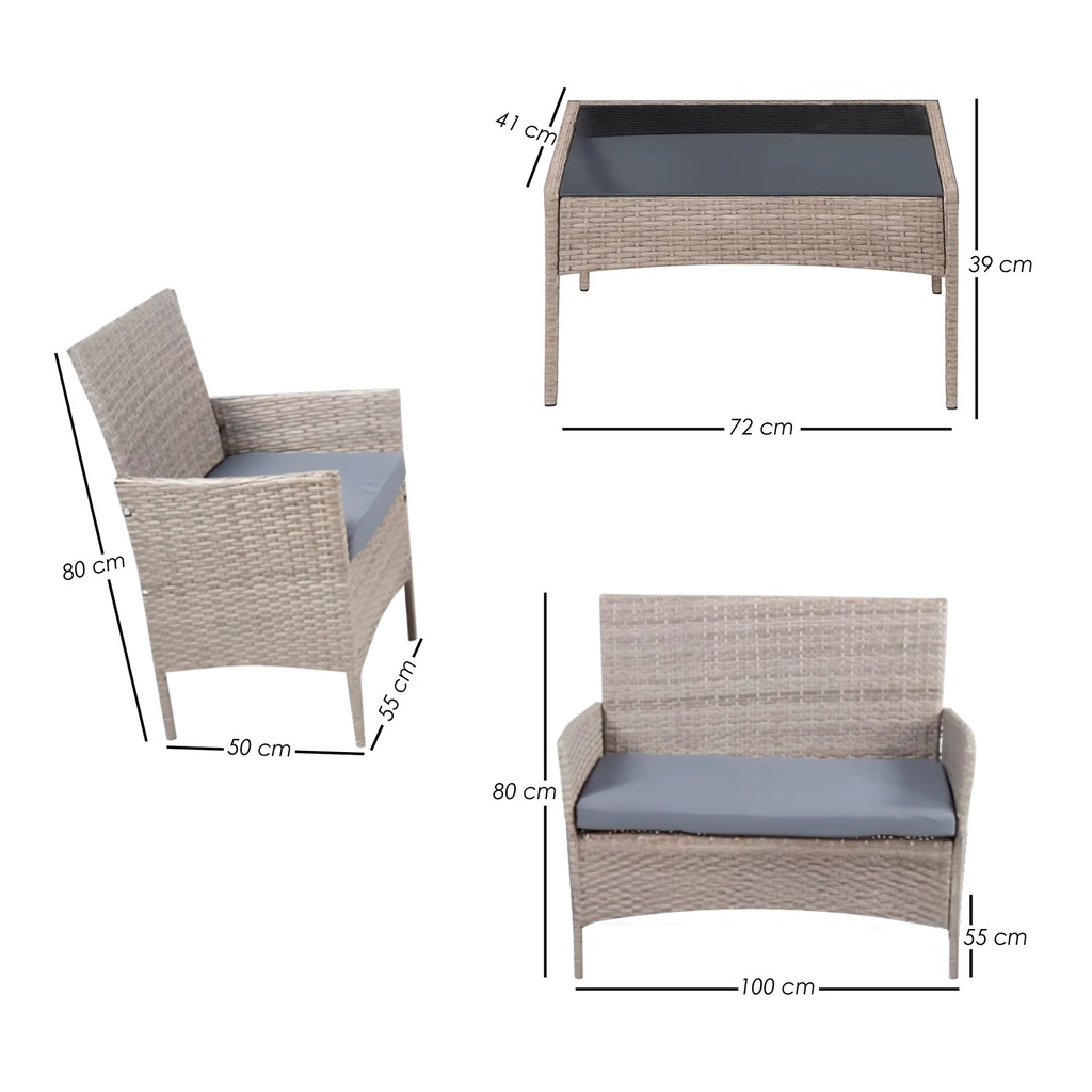 2 Salas de jardin 4P Gris con Gris