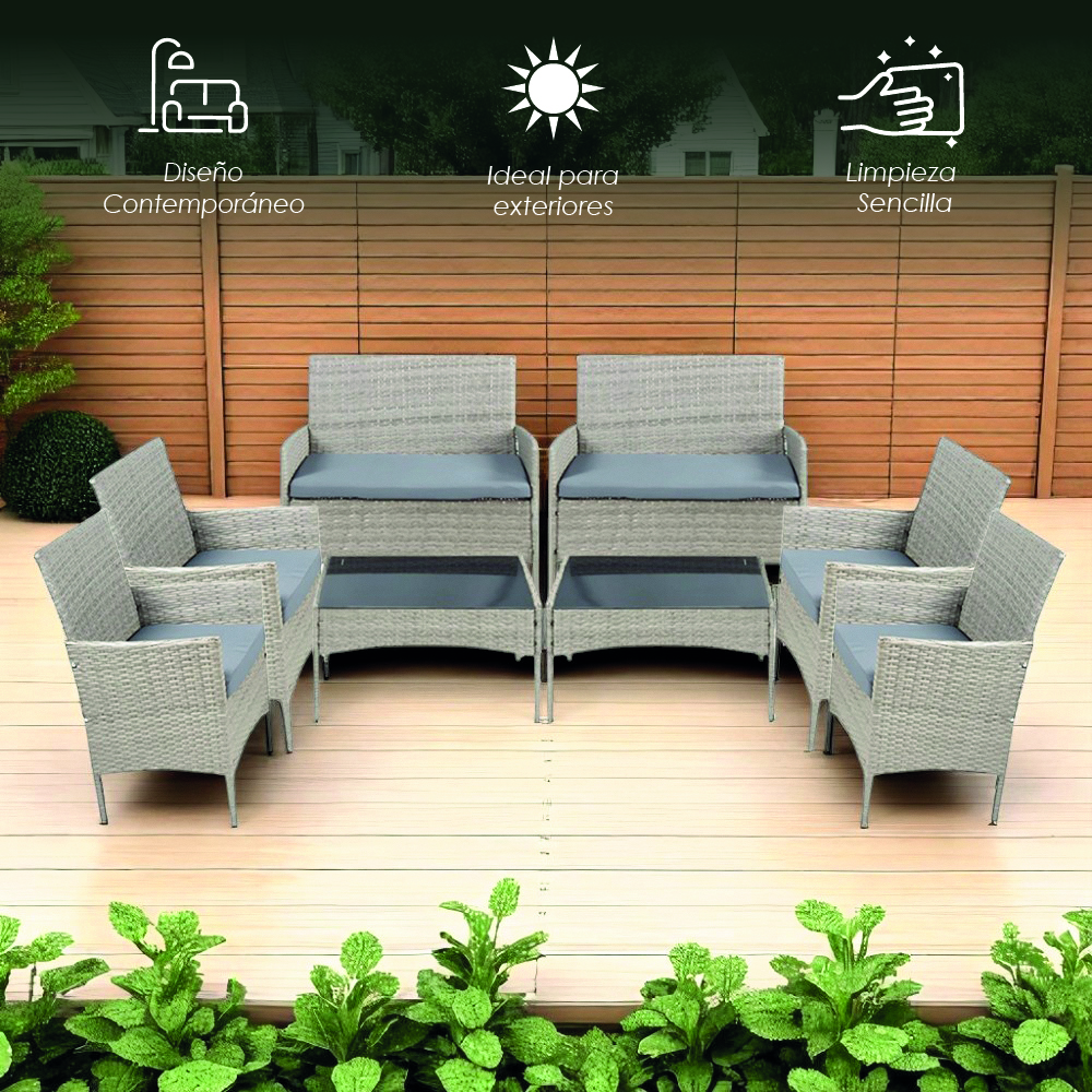 2 Salas de jardin 4P Gris con Gris