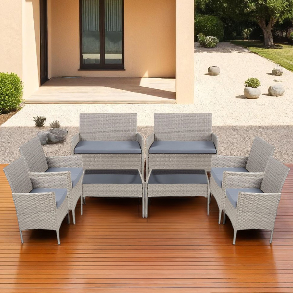 2 Salas de jardin 4P Gris con Gris