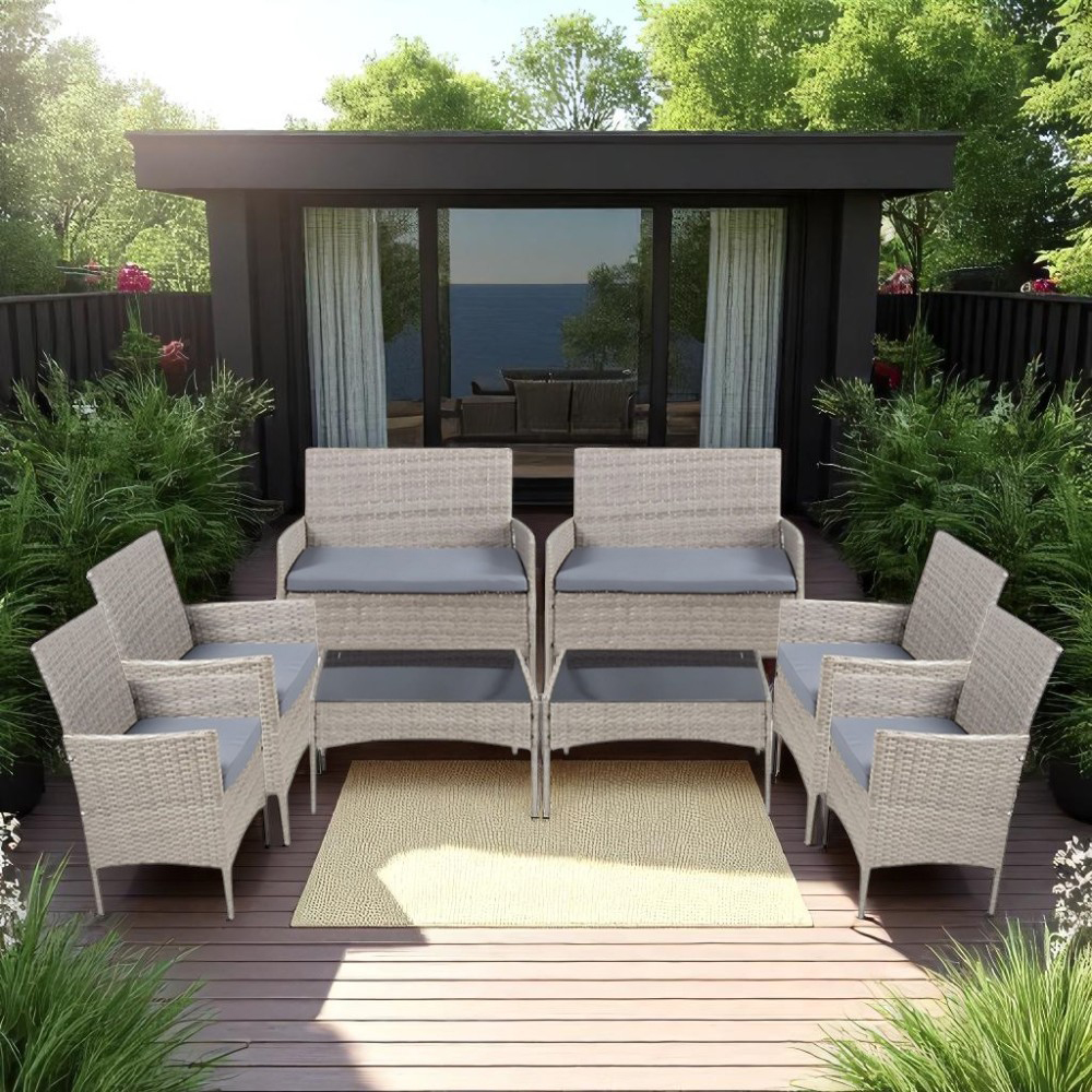 2 Salas de jardin 4P Gris con Gris