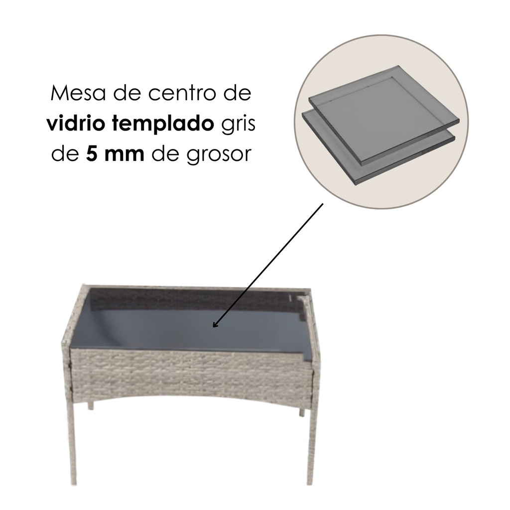 2 Salas de jardin 4P Gris con Gris