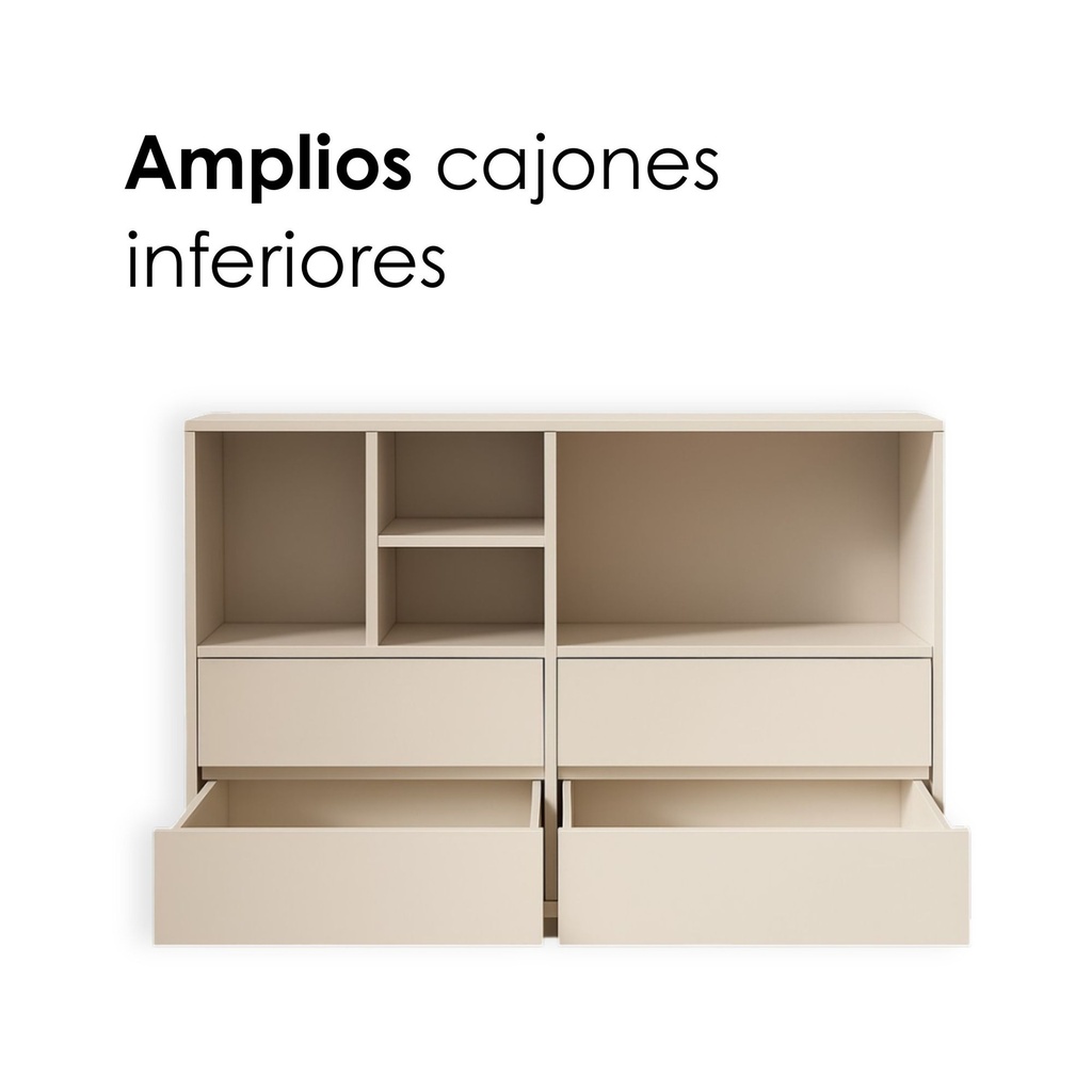 Librero 4 cubos y cajones blanco