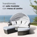 Camastro sala jardín lounge con toldo retráctil Gris