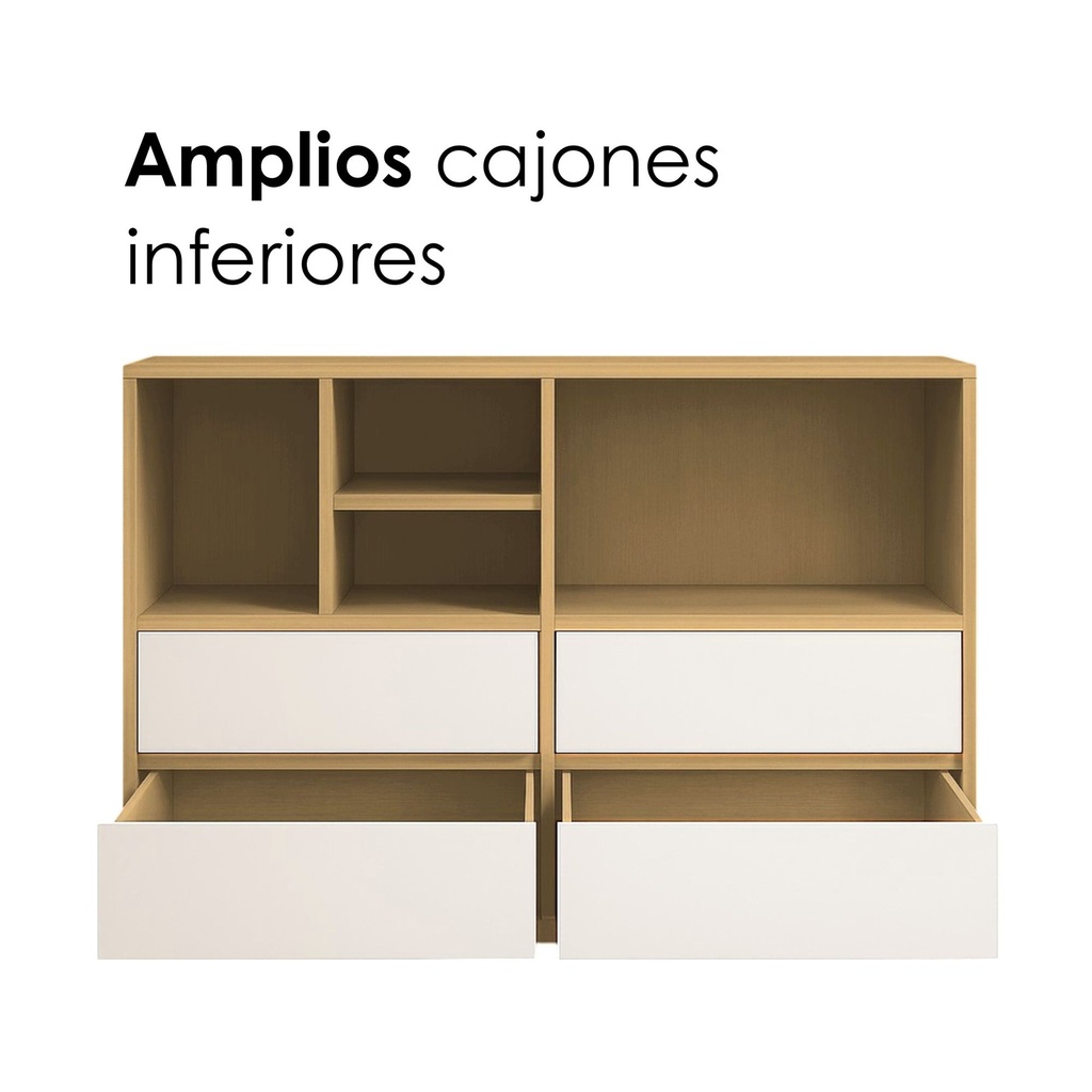 Librero 4 cubos y cajones maple