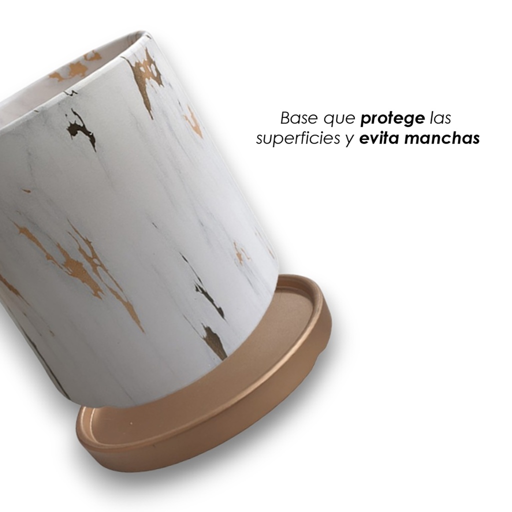 Macetero borde dorado HLFCS Chico Marmol
