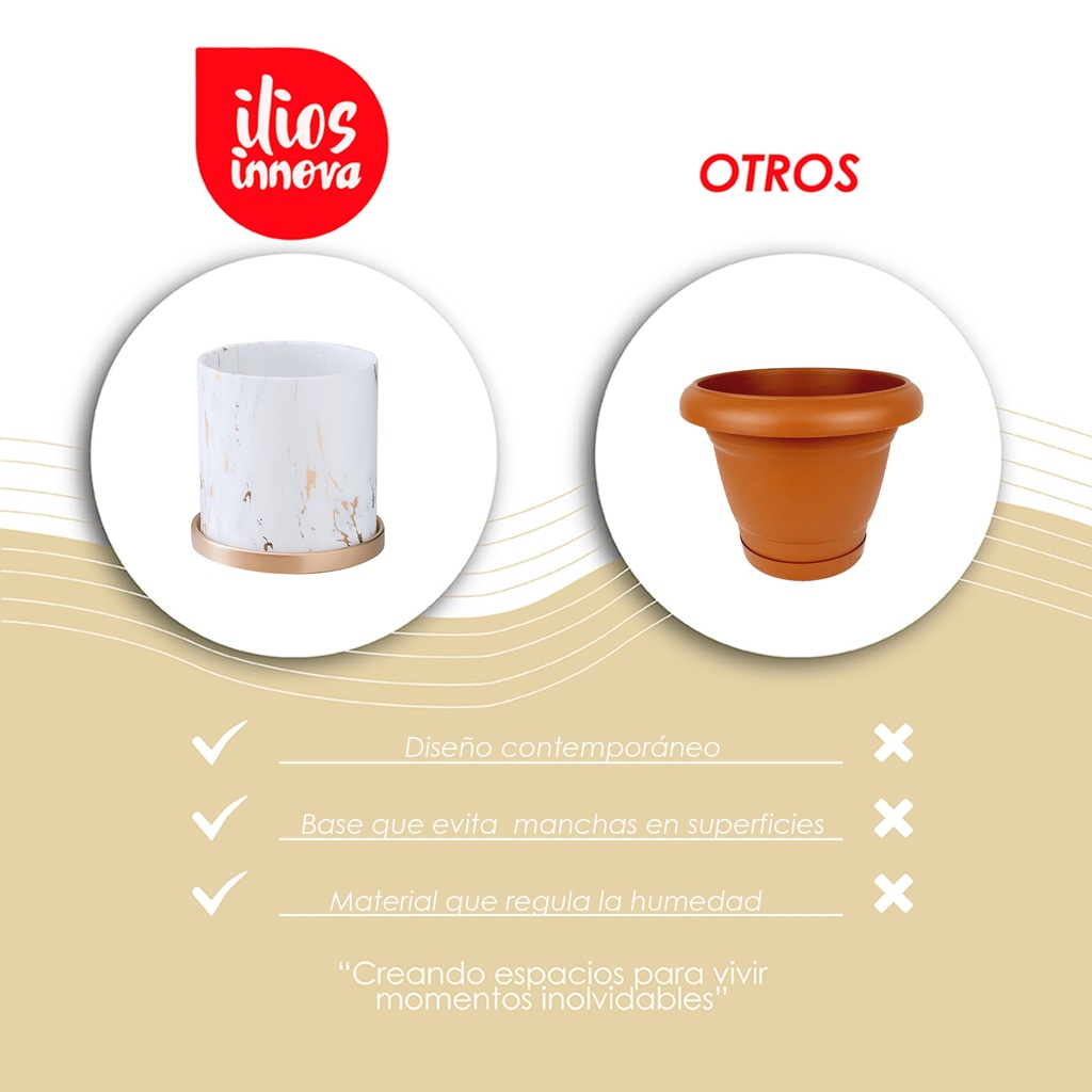 Macetero borde dorado HLFCS Chico Marmol