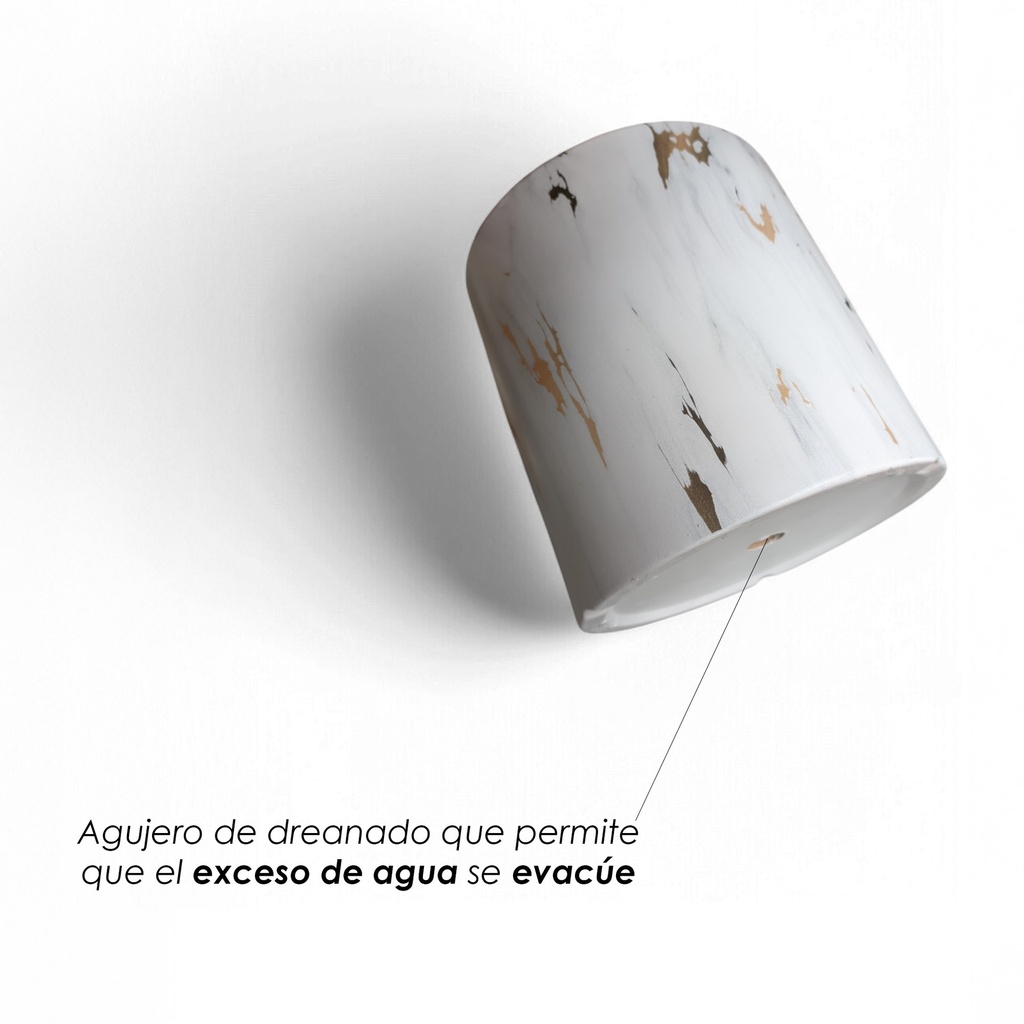 Macetero borde dorado HLFCS Grande Marmol