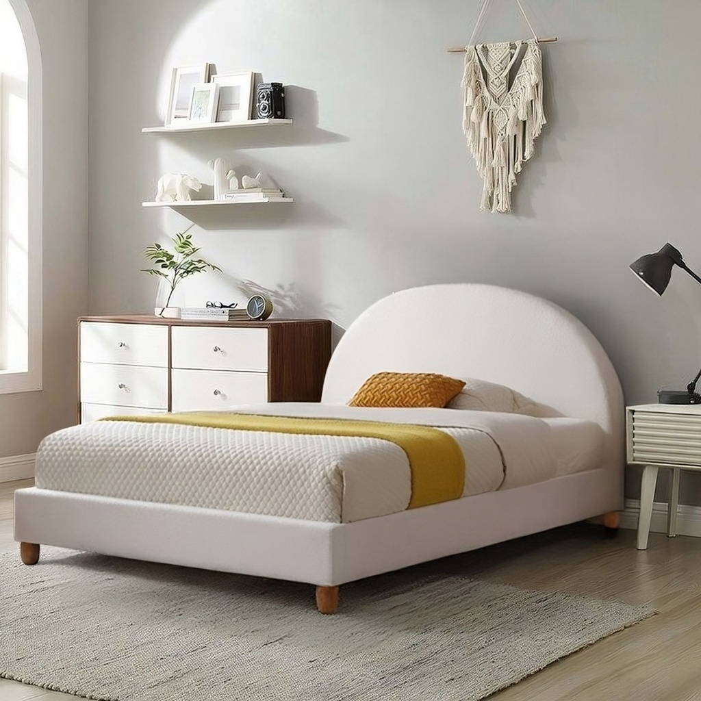 Base Con Cabecera Cama-9572 de Madera King Color Blanco