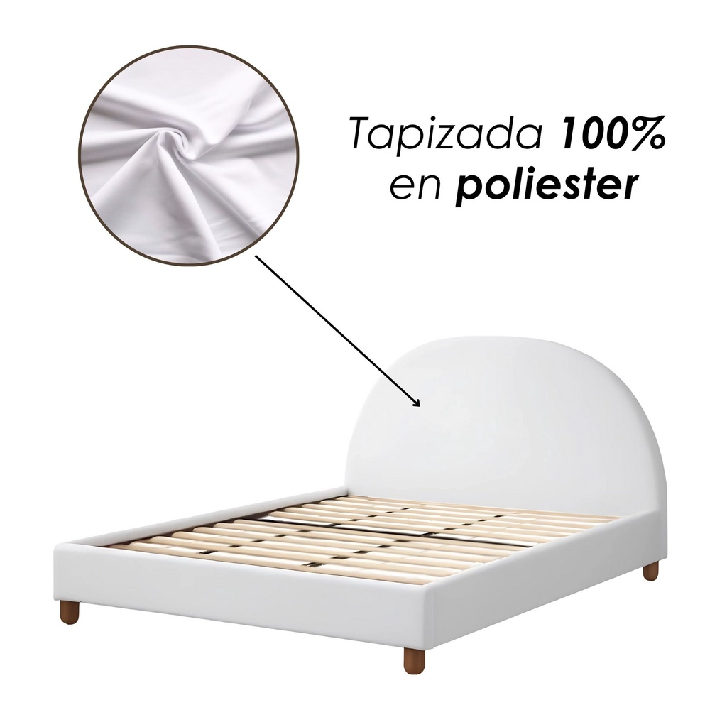 Base Con Cabecera Cama-9572 de Madera King Color Blanco