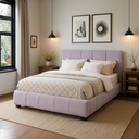 Base Con Cabecera Cama-9524 de Madera King Color Gris