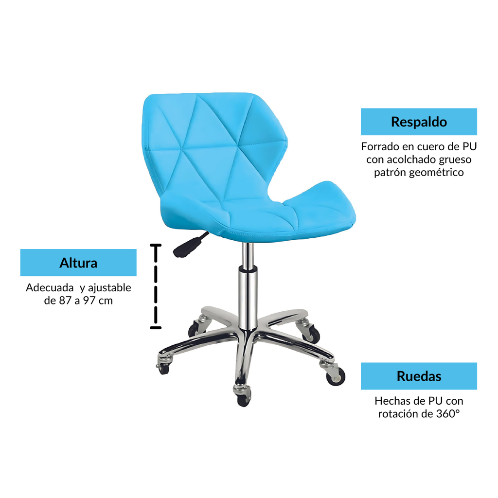 Silla para oficina con respaldo geométrico Azul