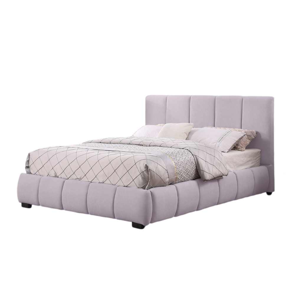 Base Con Cabecera Cama-9524 de Madera Matrimonial Color Azul