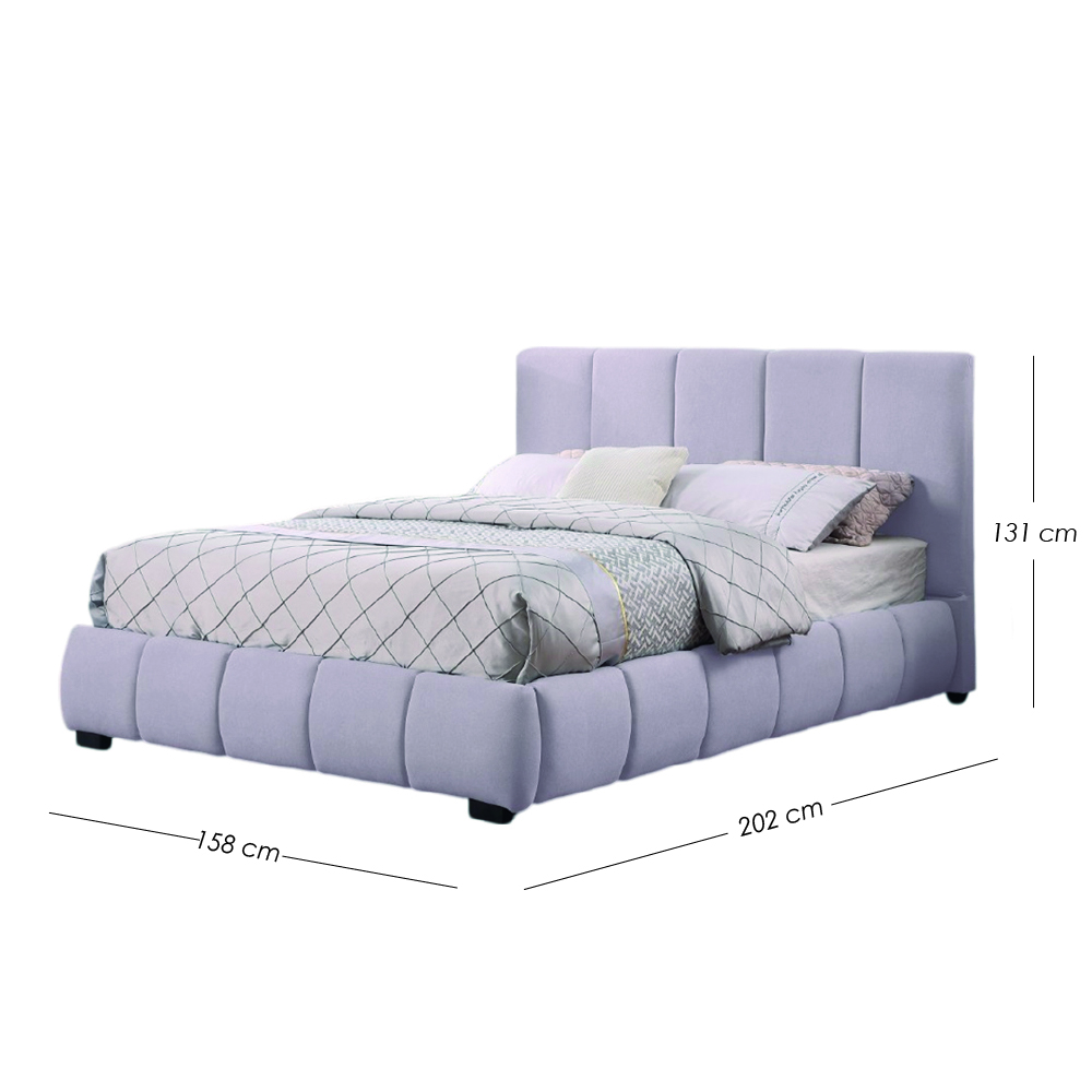 Base Con Cabecera Cama-9524 de Madera Matrimonial Color Azul