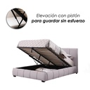 Base Con Cabecera Cama-9524 de Madera Matrimonial Color Azul