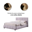 Base Con Cabecera Cama-9524 de Madera Matrimonial Color Azul