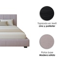 Base Con Cabecera Cama-9524 de Madera Matrimonial Color Azul