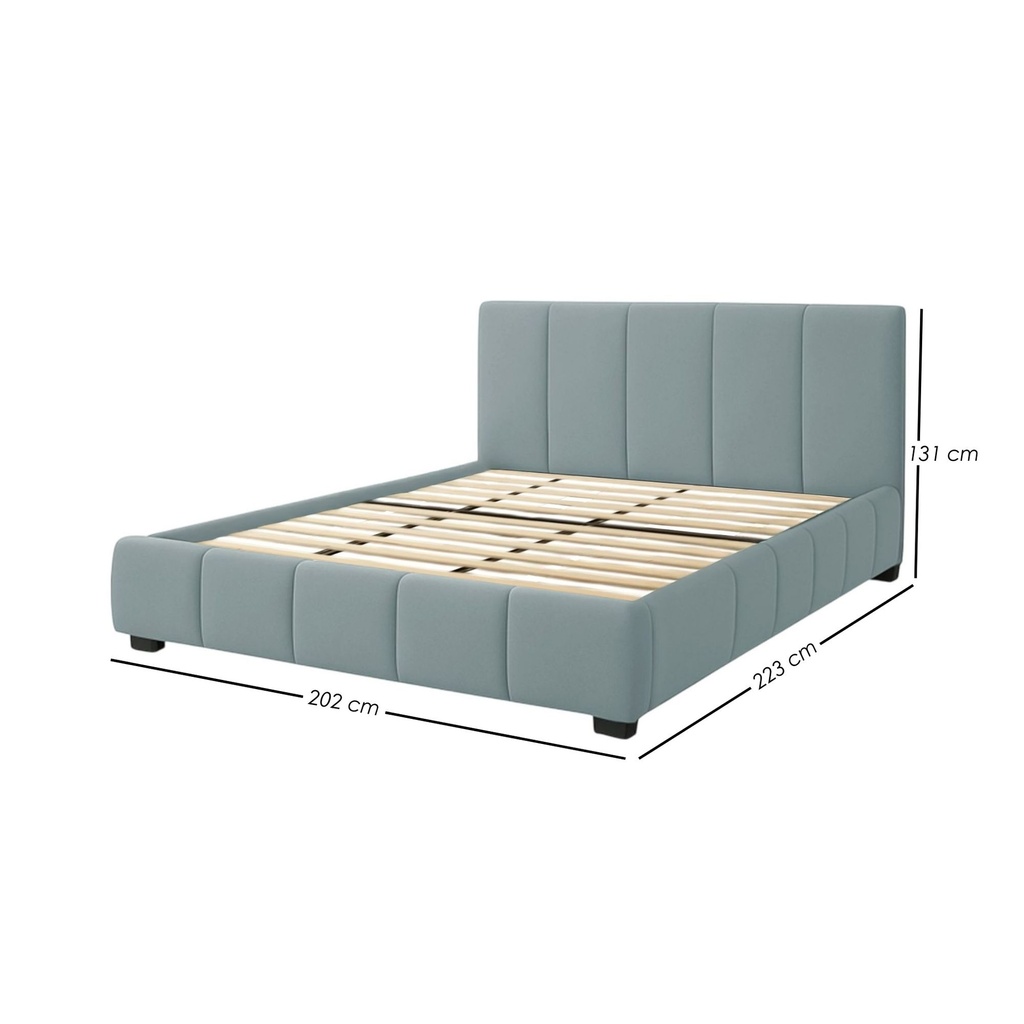 Base Con Cabecera Cama-9524 de Madera King Color Azul