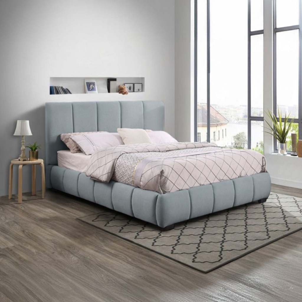 Base Con Cabecera Cama-9524 de Madera King Color Azul